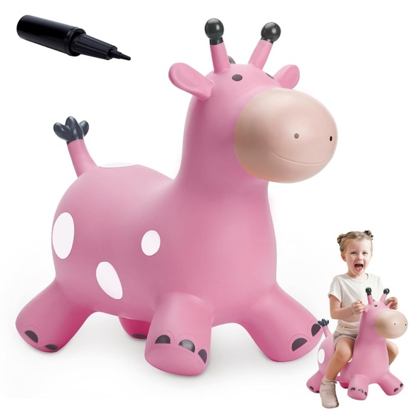 Giraffe Bouncy Hopper for Toddlers, Bouncy Animals, Inflatable Giraffe - Picture 1 of 3